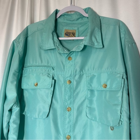Guides Choice Adventure Shirt Men's XXL Aqua Blue Fishing Hiking Utility Vented - Picture 2 of 9